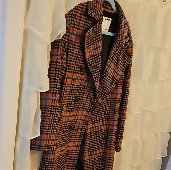 GARAGE Plaid Longline Coat - Brown and Black - Picture 3 of 3